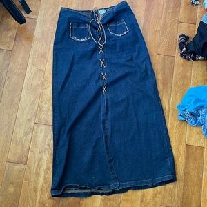 Vintage denim long skirt large
